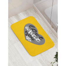 Greyscale Heart on Yellow Bath Mat