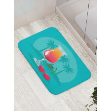 Cherry Cocktail Blue Bath Mat