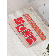 Phone and Hearts Bath Mat