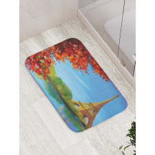 Autumn Eiffel Tower Painting Bath Mat