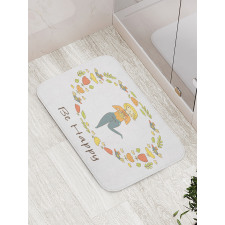 Girl with Flowers Birds Bath Mat