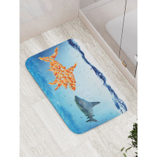 Fish Team up Against Shark Bath Mat