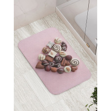 Candies in a Heart Shape Bath Mat