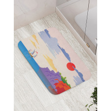 Coastal Landscape Ship Bath Mat