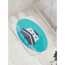 Round Blue Graphic Bath Mat