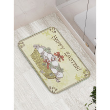 Vintage Ribbon Basket Eggs Bath Mat