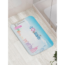 I Love to Travel Words Sky Bath Mat