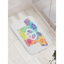 T-Shirt Design Hippie Style Bath Mat