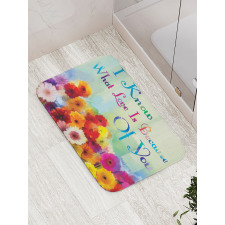 Romantic Words with Flowers Bath Mat