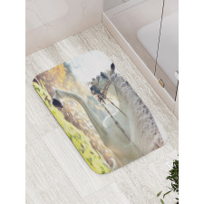 Horse on a Blurry Back Bath Mat