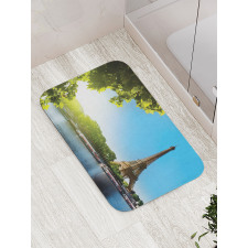 Sunny Day Eiffel Tower River Bath Mat