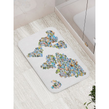 Photos Placed as World Map Bath Mat