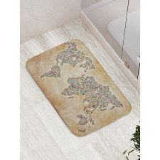 Vintage Collage World Map Bath Mat