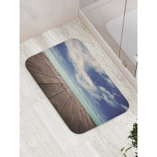 Ocean Cloudy Sky Wooden Pier Bath Mat