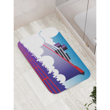 Large Ship with Harbor People Bath Mat