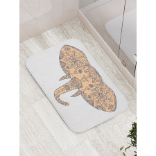 Floral Elephant Head Front Bath Mat