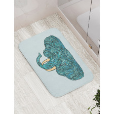 Elephant Head Motif Pattern Bath Mat