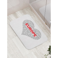 European Country Names Heart Bath Mat