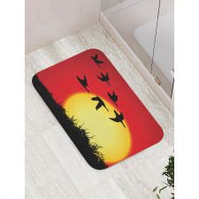 Skein of Geese Migrate Sunset Bath Mat