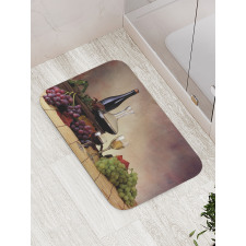 Grapes Wines Bottles Glasses Bath Mat