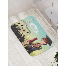 Girl Holding Diploma Bath Mat