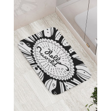 Monochrome Style Hello World Bath Mat