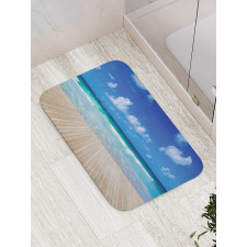 Waves on Wooden Pier Shore Bath Mat