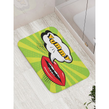 Retro Comic Balloon Lips Art Bath Mat