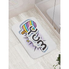 Pop Art Style Childish Wording Bath Mat