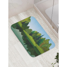 Calm Trees on Pure Lake Bath Mat