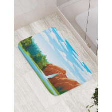 Waterfall Mountain Sky Bath Mat