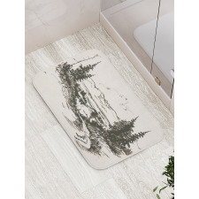 Forest Landscape Sketch Bath Mat