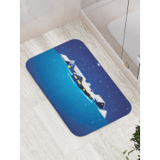 Snowy Small Town Cozy Home Bath Mat