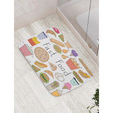 Fast Food Lettering Doodle Bath Mat