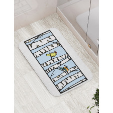 Birch Tree Drawing Bark Style Bath Mat