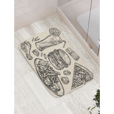 Pizza Burger Lemonade Bath Mat