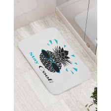 Words and Pineapple Print Bath Mat