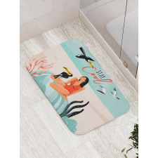 Summer Girl with Toucan Bath Mat