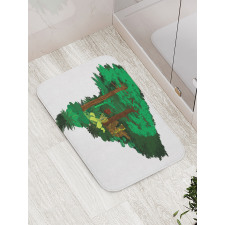 Botanic Continent Map Bath Mat