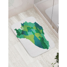 Green Tones Political Map Bath Mat