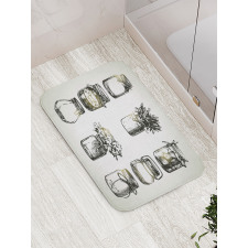 Rustic Sketchy Jars Bath Mat