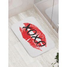 Lips Pattern with Love Kisses Bath Mat