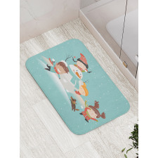 Cartoon of Kids Having Fun Bath Mat