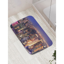 New York Panoramic Aerial Night Bath Mat