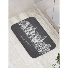 Hand Drawn City Buildings Deco Bath Mat