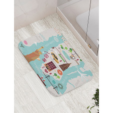 New York Infographic Doodle Map Bath Mat