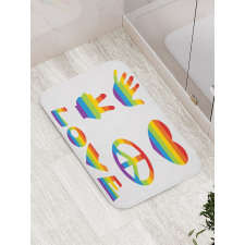 Rainbow Colors Peace and Love Bath Mat