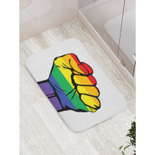 Gay Rights Rainbow Fist LQBT Bath Mat