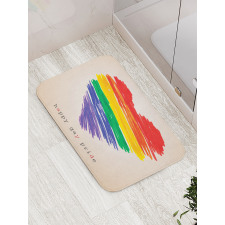 Happy Gay Pride Rainbow Heart Bath Mat