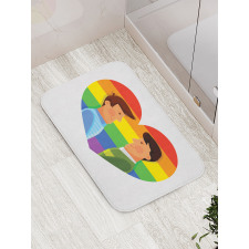 Smiling Men Gay Rainbow Flag Bath Mat